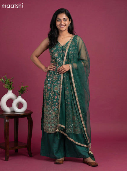 Green Party Wear Dress With Embroidery Work Anarkali Suit