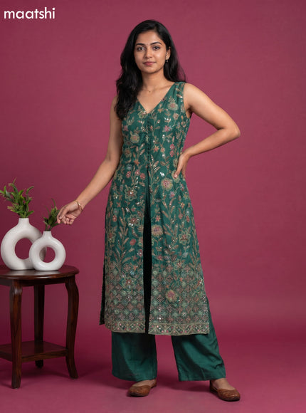 Green Party Wear Dress With Embroidery Work Anarkali Suit