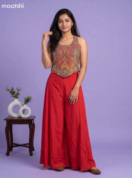 Red Party Wear Dress With Embroidery Work Suit