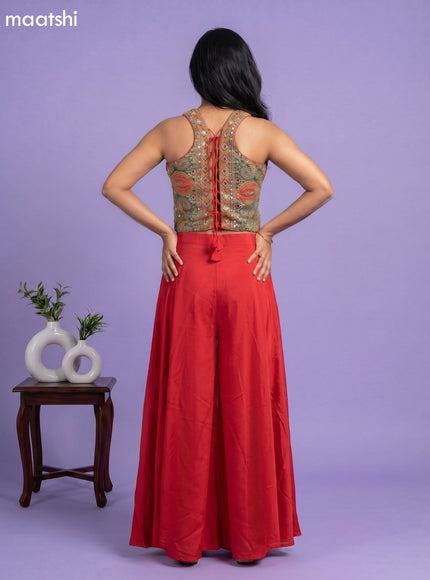 Red Party Wear Dress With Embroidery Work Suit