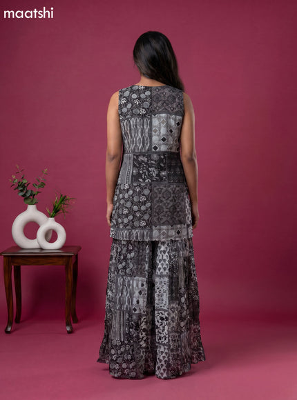 Black and Grey Party Wear Dress With Embroidery Work Anarkali Suit
