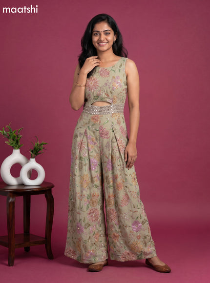 Elaichi Green Party Wear Dress With Embroidery Work Suit