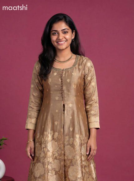Sandal Tissue Embroidery Work Anarkali Suit