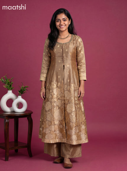 Sandal Tissue Embroidery Work Anarkali Suit