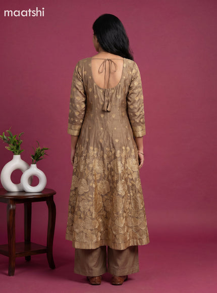 Sandal Tissue Embroidery Work Anarkali Suit