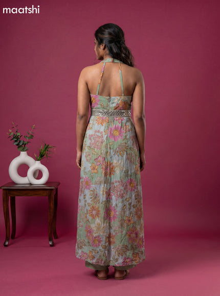 Pastel Green Party Wear Dress With Embroidery Work Suit