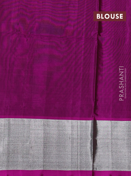 Venkatagiri silk saree green and magenta pink with silver zari woven buttas and silver zari woven border