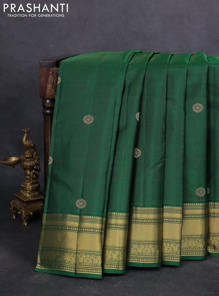 Pure kanchipuram silk saree green with allover zari weaves & buttas and zari woven border