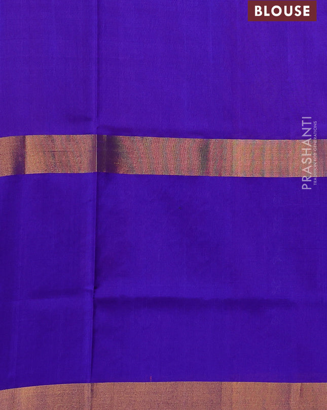 Pure uppada silk saree dual shade of pink and blue with zari woven buttas and long zari woven border