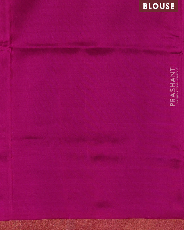 Pure uppada silk saree blue and pink with zari woven paisley buttas and zari woven border