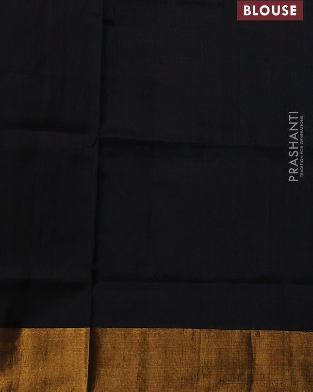 Pure uppada silk saree black with silver & gold zari woven buttas and zari woven border