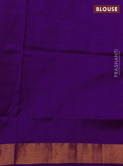 Pure uppada silk saree violet with silver & gold zari woven temple buttas and zari woven border