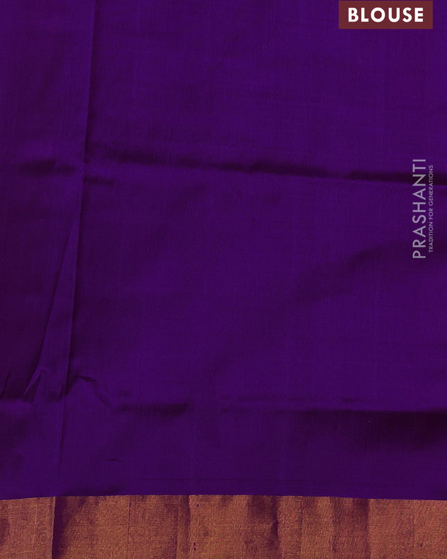 Pure uppada silk saree violet with silver & gold zari woven temple buttas and zari woven border