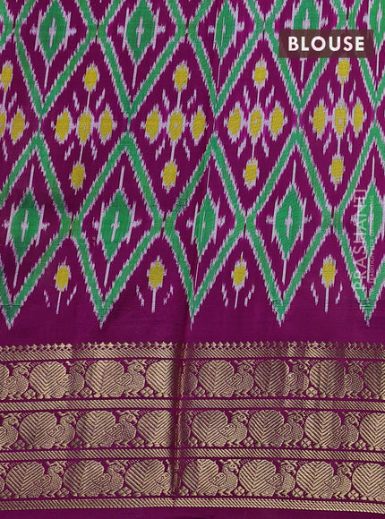 Pure pochampally silk saree elephant grey and pink with allover floral digital prints and temple design annam zari woven border