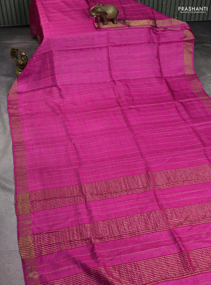 Pure tussar silk saree sandal and green with allover zari checked pattern and zari woven border