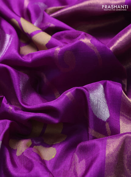 Uppada jamdhani silk saree purple and red with allover floral jamdhani weaves and zari woven border