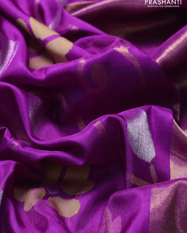 Uppada jamdhani silk saree purple and red with allover floral jamdhani weaves and zari woven border