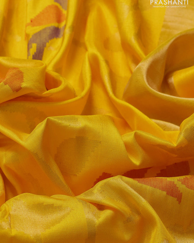 Uppada jamdhani silk saree yellow and red with allover jamdhani weaves and zari woven border