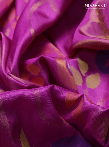 Uppada jamdhani silk saree purple with allover jamdhani weaves and zari woven border