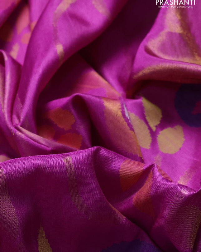 Uppada jamdhani silk saree purple with allover jamdhani weaves and zari woven border