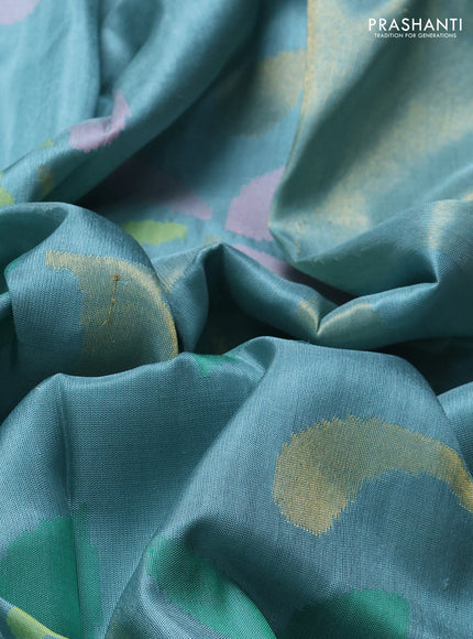 Uppada jamdhani silk saree pastel blue shade with allover floral jamdhani weaves and zari woven border