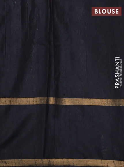 Pure dupion silk saree brown and navy blue with zari woven buttas and long zari woven border