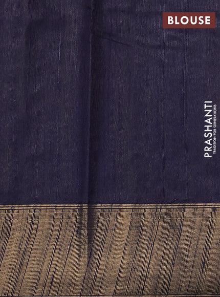 Pure dupion silk saree cs blue and navy blue with allover zari weaves and temple design zari woven border