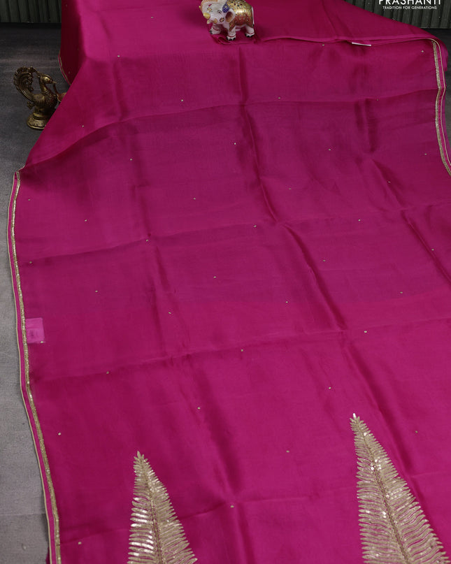 Pure organza silk saree pink with embroidery zari buttas and sequin embroidered border