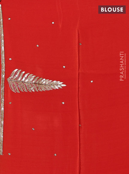 Pure organza silk saree orange with embroidery zari buttas and sequin embroidered border