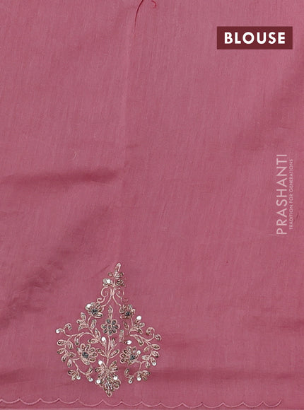 Pure organza silk saree light pink with allover zari stripe pattern & zardosi work and zari woven piping border