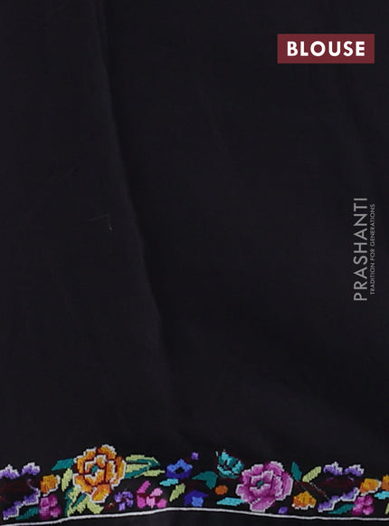 Pure organza silk saree black with embroidery buttas and convent embroidery border