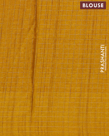 Semi tussar saree mustard yellow with allover embroidery design and zari woven border