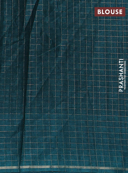 Semi tussar saree peacock green with allover embroidery design and zari woven border