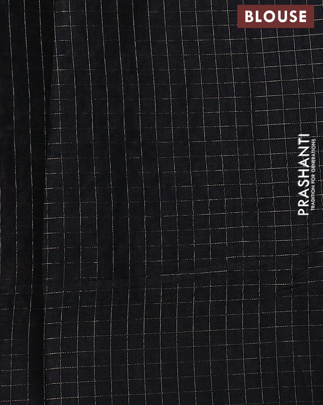 Semi tussar saree black with allover embroidery design and zari woven border