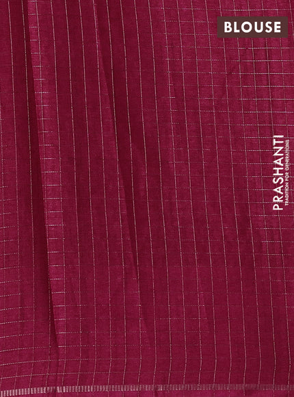 Semi tussar saree dark pink with allover embroidery design and zari woven border