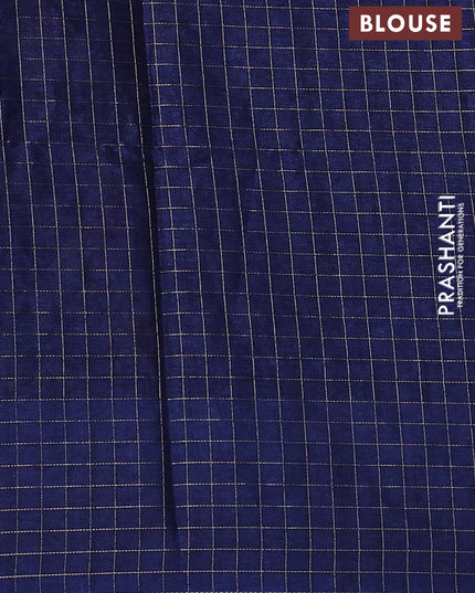 Semi tussar saree navy blue with allover embroidery design and zari woven border