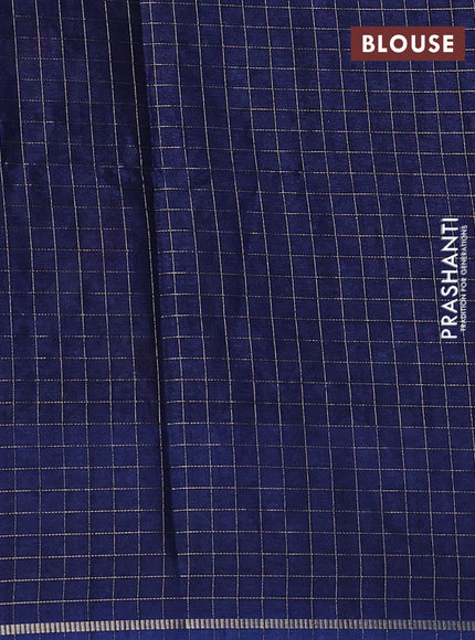 Semi tussar saree navy blue with allover embroidery design and zari woven border