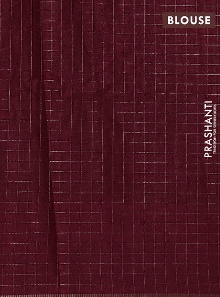 Semi tussar saree maroon with allover embroidery design and zari woven border