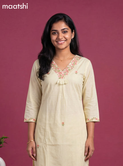 Pastel Green Cotton Embroidery Work Straight Suit