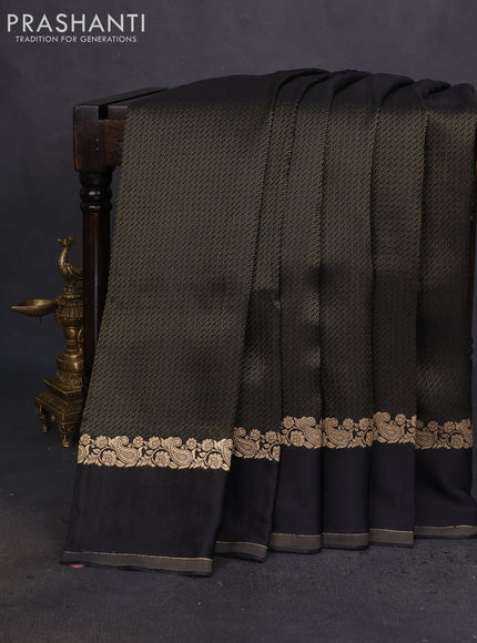 Banarasi mushru silk saree black with allover zari weaves and zari woven border