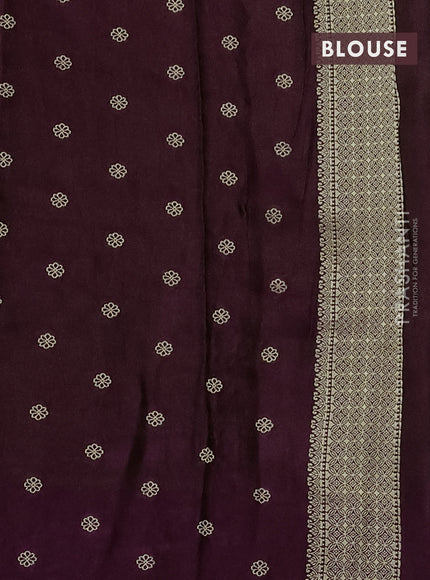 Banarasi mushru silk saree wine shade with allover zari weaves and zari woven border