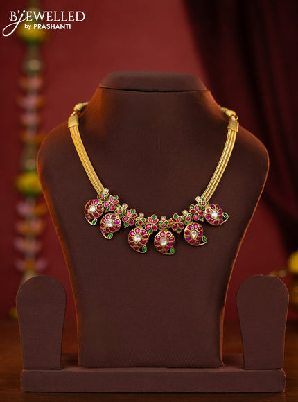 Jadau attigai maanga necklace with jadau stones
