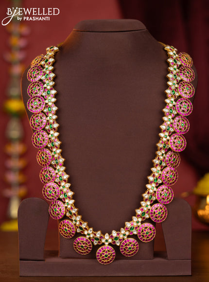 Jadau bottumala haaram with kemp jadau kundan stones