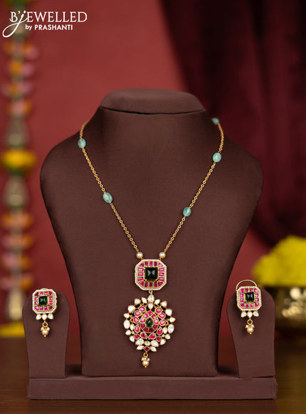 Antique chain with jadau kundan stones and pearl hangings