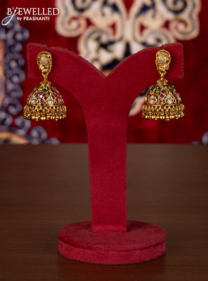 Antique haaram lakshmi kasu design with kemp and kundan stones