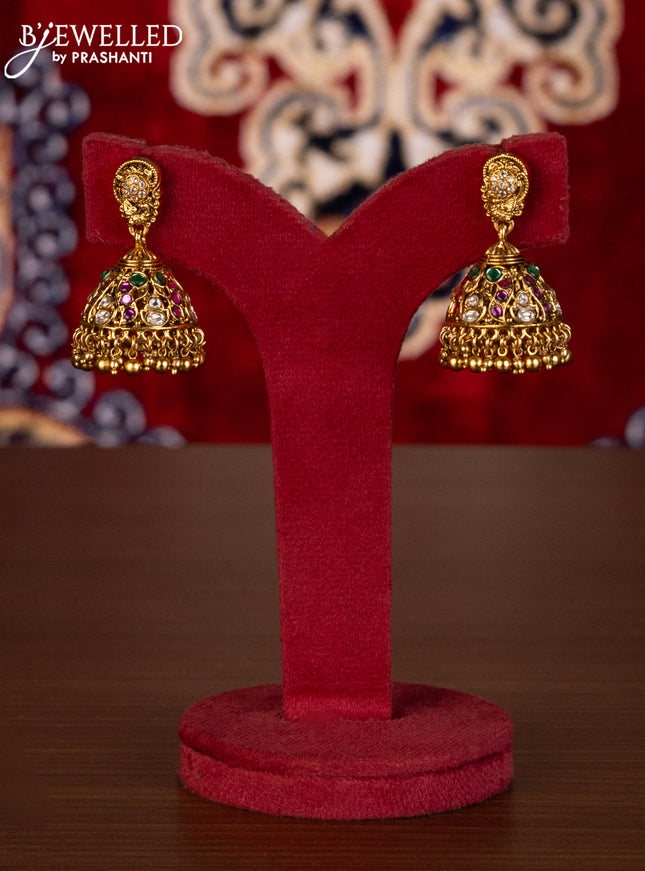 Antique haaram lakshmi kasu design with kemp and kundan stones