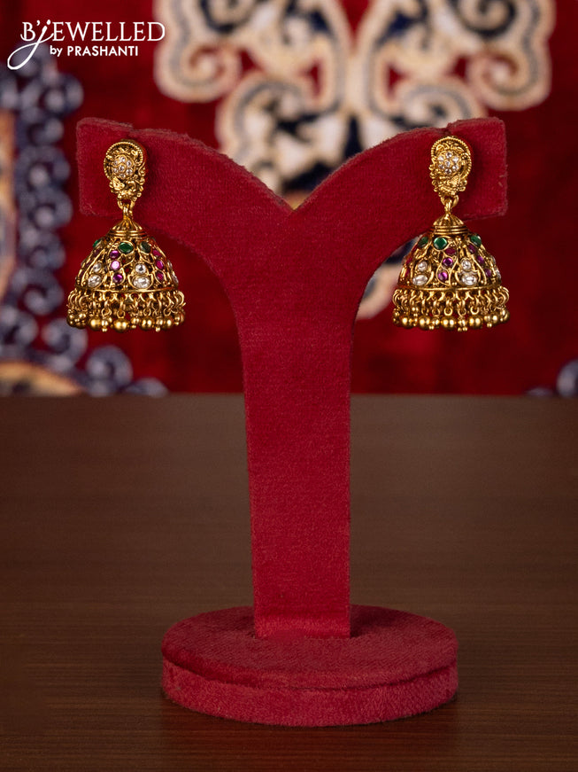 Antique haaram lakshmi kasu design with kemp and kundan stones
