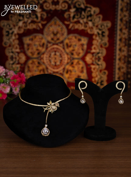 Ring type choker parrot design with cz stones