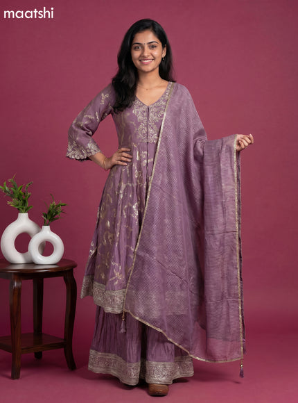Pastel Purple Art Silk Embroidery Work Anarkali Suit