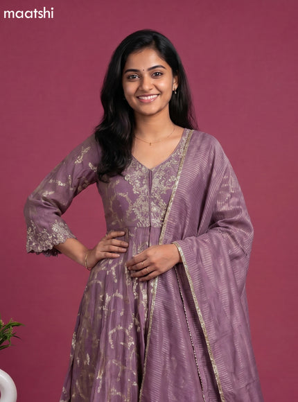 Pastel Purple Art Silk Embroidery Work Anarkali Suit